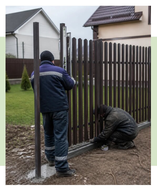 Установка забора из металлического штакетника в Морозовске